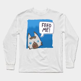 Feed Me! [Chocolate Point Cat With A Blue Background] Long Sleeve T-Shirt